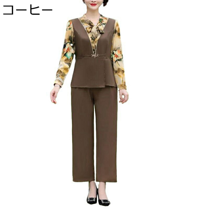 tプルオーバー レディース 上下仕掛ける 長袖 カットソー か細い 花柄洋弓タイ王国 肌に愛想のいい 広々としたズボン下 ロングズボン下 年がしら 御っ母さん 中高年 好いたらしいめ 烏兎服 老人ホーム お出かけ たまり場 40代 50代 うつり変わり