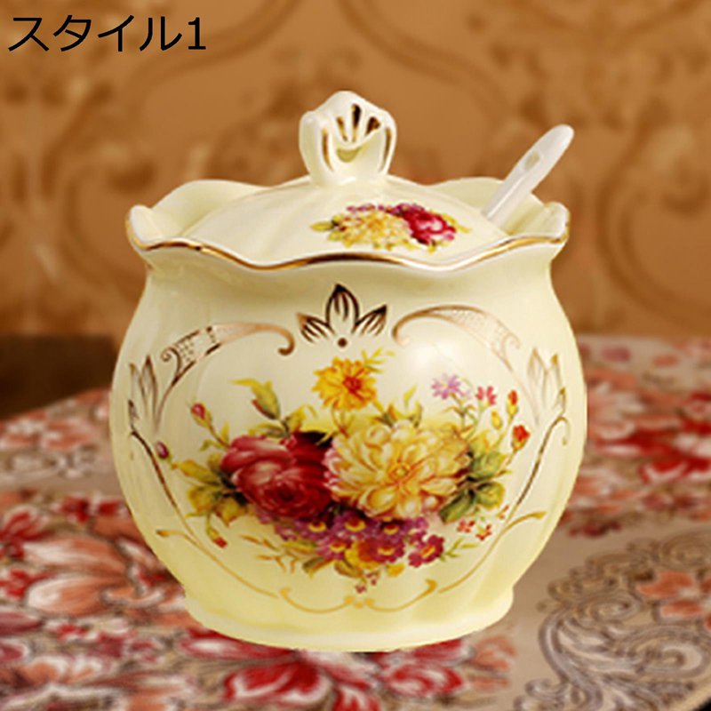調味料入れ 花柄 500ml 調理器具 オイルボトル 調味料ポット 調味料ストッカー 陶器 キャニスター セラミックス 調味料 酢瓶 塩/砂糖/コショウ入れ 調味料 ストッカー 省スペース エレガント ケータリング
