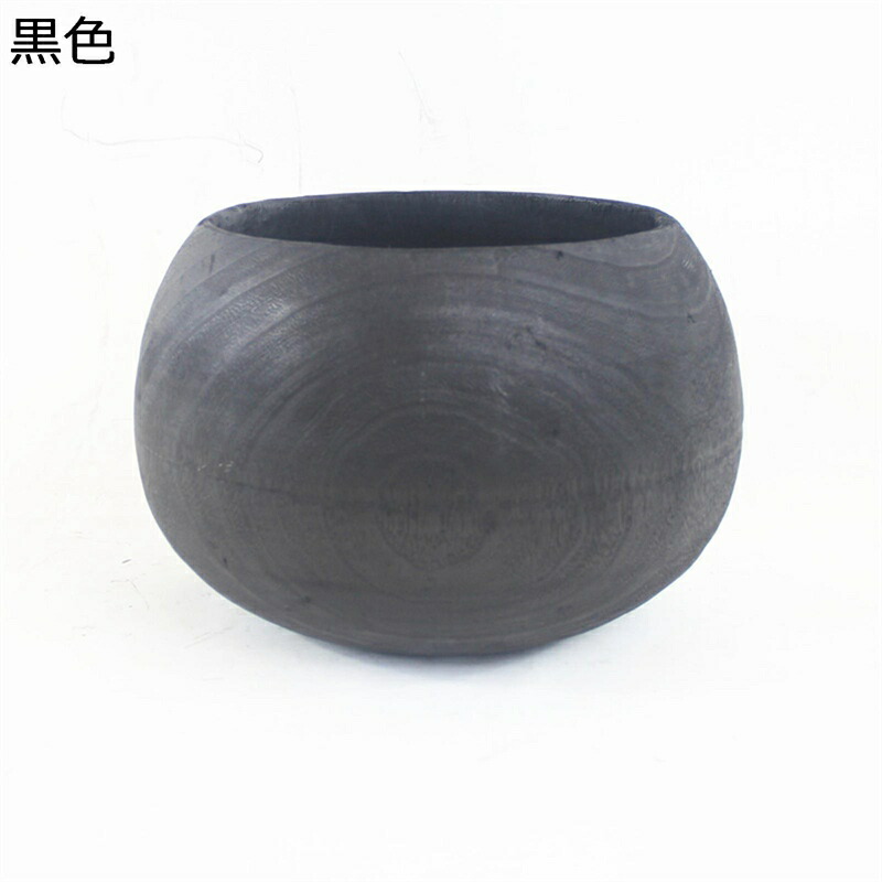 木製花器 ウッド ブラック 黒 お盆 花盆 禅意 陶製花器 和風 和式 無地 シンプル フラワーアレンジメント用花器 生け花用花器 和式装飾 和室装飾 インテリア飾り 創意装飾 室内装飾 リビングルーム装飾