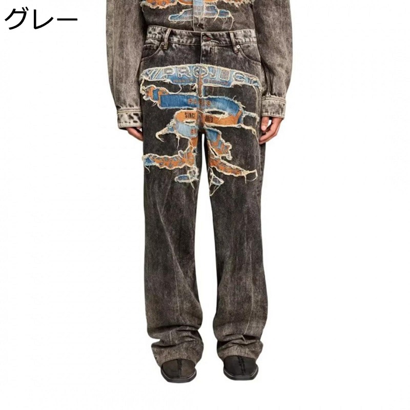 デニムパンツ ダメージジーンズ メンズ 長ズボン パッチジーンズ カジュアル ファッション 個性 ストリート ゆったり おしゃれ ヒップホップ 大きいサイズ 春夏秋 街着 お出掛け トラベル