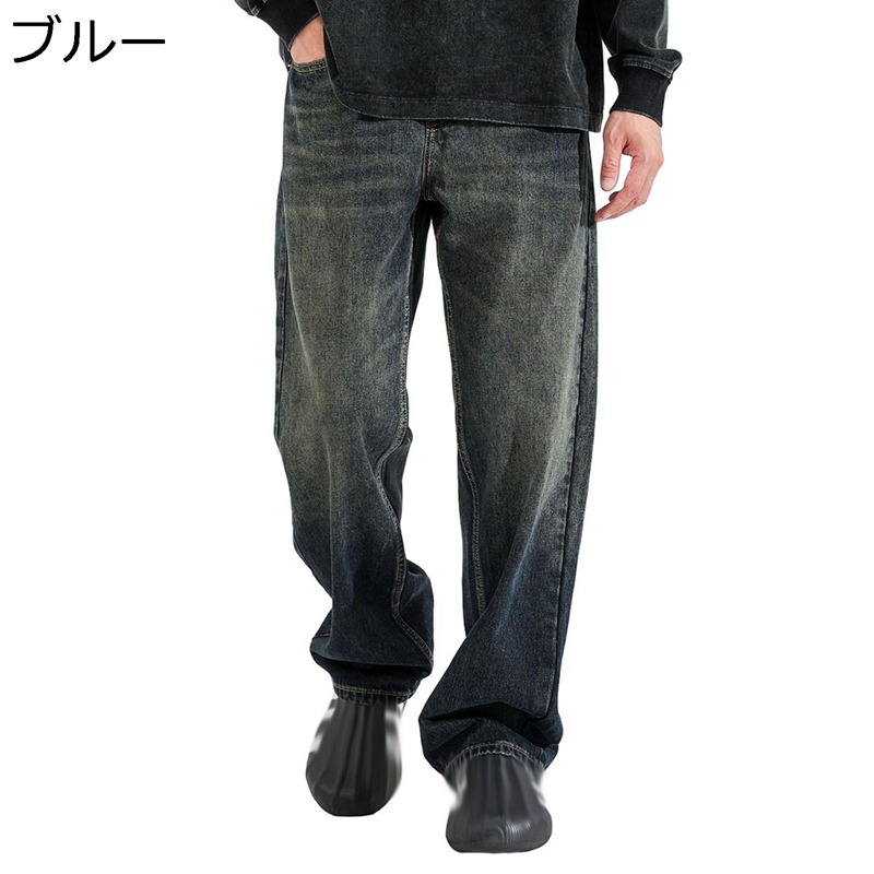 大きいサイズ デニムパンツ ジーンズパンツ ワイドパンツ 春秋 ロング メンズ ストレート 紳士用 長ズボン ゆったり へやぎ 立体裁断 ストリート系 カッコイイ オールシーズン 復刻 アメカジ