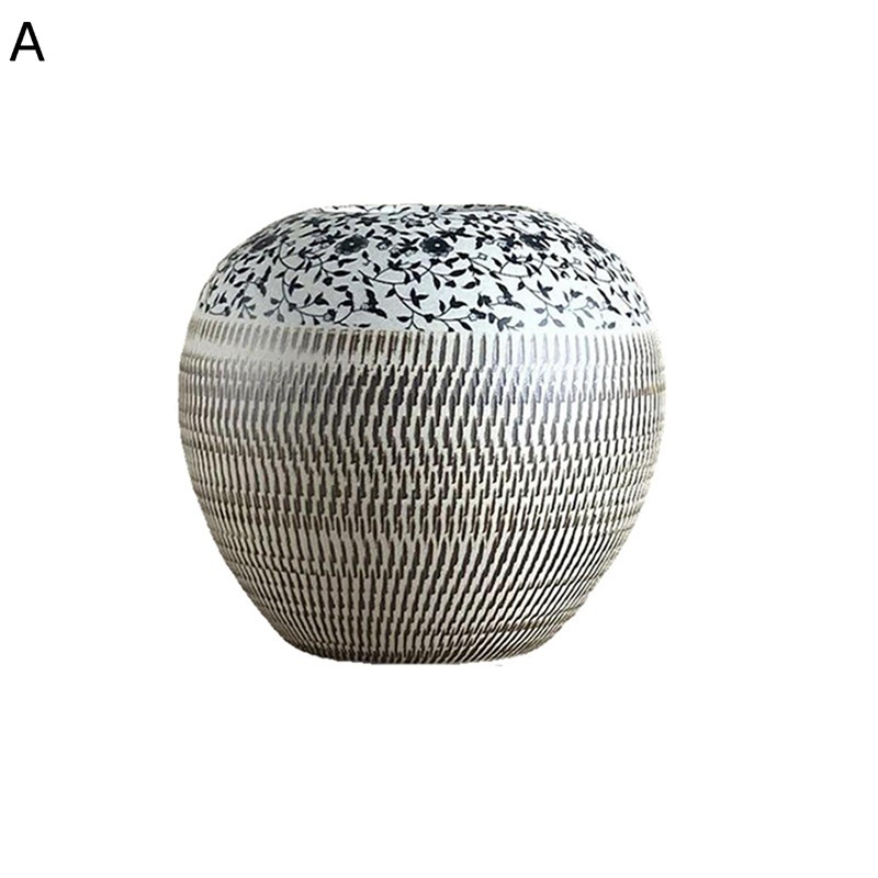 お花界面花器 球状体 花立て 花びん 丸い・円い 瀬戸もの花器 黒白 花柄 瀬戸もの花立て お花申し合わせ用花器 活け花用花器 かざり付ける家のかざり付ける 家飾り付け種目 事務室老人ホームかざり付ける 速見表かざり付ける 一緒になるお祝い差し上げ物 日式 和風 インテリア・寝具・収納-花瓶