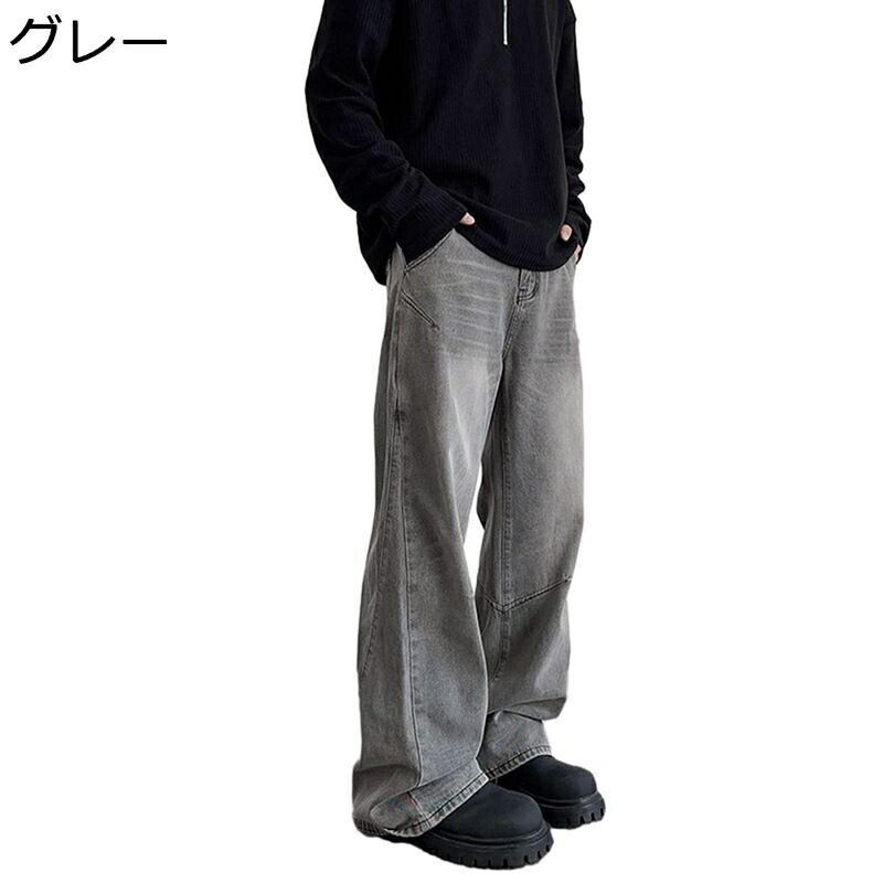 原宿系 デニムパンツ ロングパンツ メンズ ジーパン ビンテージ ストリート系 ストレート ジーンズ ワイドパンツ 春秋服 Gパン 薄い 軽量 カーゴパンツ ゆったり ファッション 通学 普段着 街着