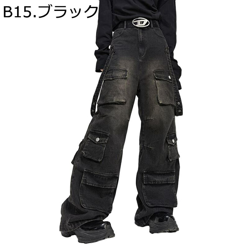 Gパン メンズ レディース カーゴ ズボン ロングパンツ マルチポケット ジーパン ワイドパンツ ストリート系 デニム 春秋 ルーズパンツ カジュアル ゆったり ストレート 通気性 学生 ボトムス バイク用 アウトドア