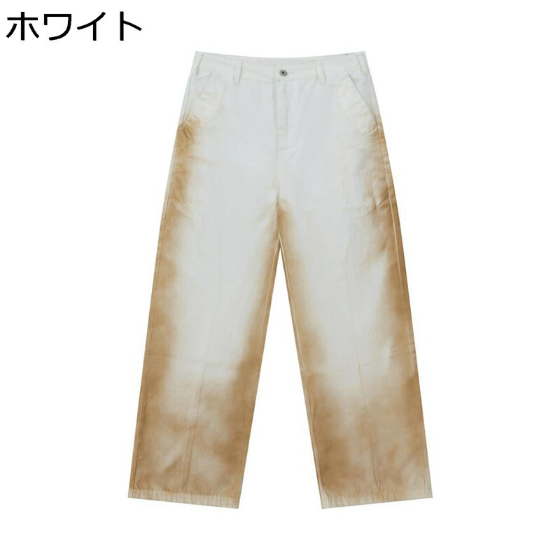 デニムパンツ グラデーション アメカジ ワイドパンツ Gパン ジーパン メンズボトムズ b系パンツ ジーンズ レトロ ストレートシルエット ストリート系 原宿系 長ズボン 春秋服 外出 ダンス 着回しやすい