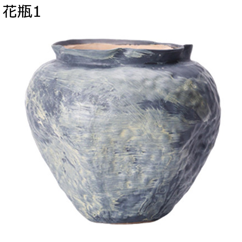 青磁器 花器 磁器花器 不規則 広口 ヴィンテージ 異形 ブルー 復古 ビンテージ調 禅意 和風花瓶 花びん 生花用花器 インテリア小物 寝室装飾 バレンタインデーギフト 北欧曲線スタイル 日系デザイン