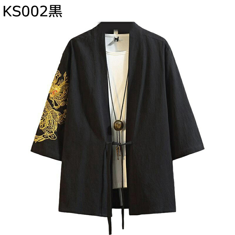 中華風カーディガン メンズ 龍柄刺繍飾り 夏服 薄手パーカー 日式アウター 開襟シャツ 半袖 涼しい 通気性よい 速乾 BIGシルエット エアコン対策 日焼け防止 シンプル 甚平 法被 形態安定 花見 温泉 4,600円