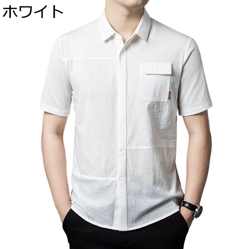 メンズ 半袖プルオーバー 夏 Yシャツ 分かりやすい 無地 心地好いプルオーバー 薄っぺら ゆったり 折り襟 厚地の外套 商行為 綿 通気性 馬鹿でかい大きさ 今めかしい ジレー 通学通い 普段着