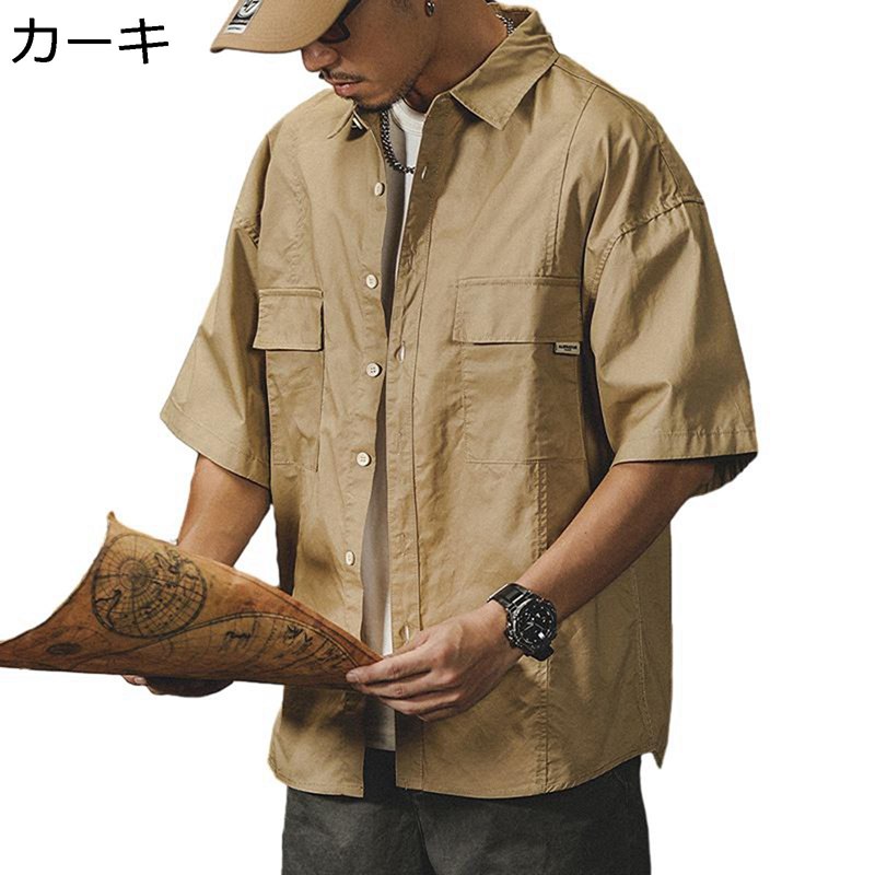 細工物プルオーバー メンズ 夏 半袖プルオーバー 御役目服 開襟 心地好いプルオーバー アウトドア マルチ衣嚢 おおきい大きさ 軽さ 薄っぺら ジレー 厚地の外套 通気 オシャレ 表どおり系