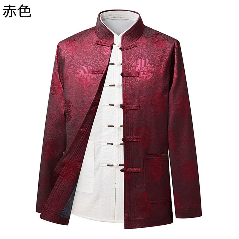 唐装 メンズ チャイナ服 長袖 チャイナ風 コート トップス アウター チャイナボタン 武術シャツ 大人 父の日 プレゼント 春秋冬 ビジネス 日常 トラベル 寿披露宴 商業公演 武術公演