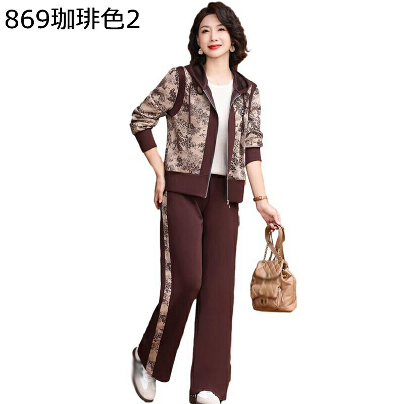 中高年 セットアップ ボンネット付き添い人 ティーシャツ トップス ロングズボン下 歳月服 レディース 大層らしい大きさ 長袖 年がしら 老いらく者 60代 70代 第一義的 心地よい 総柄 形づくる 運動競技御召しもの