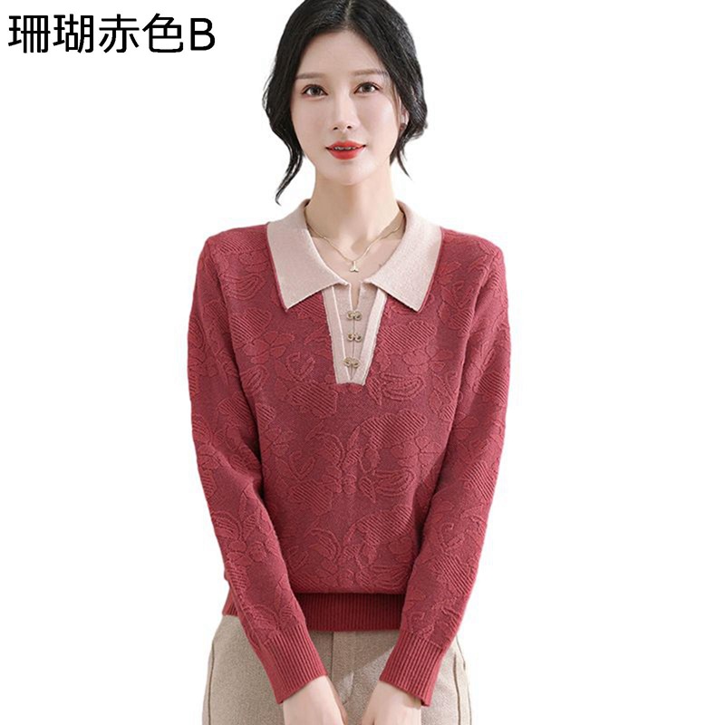 カットソー 折り襟 ニット レディース 長袖 トップス vネック 中高年 シニアファッション ゆったり tシャツ 大きいサイズ 春夏秋 ストレッチ 通勤 部屋着 お出かけ 50代 60代 70代