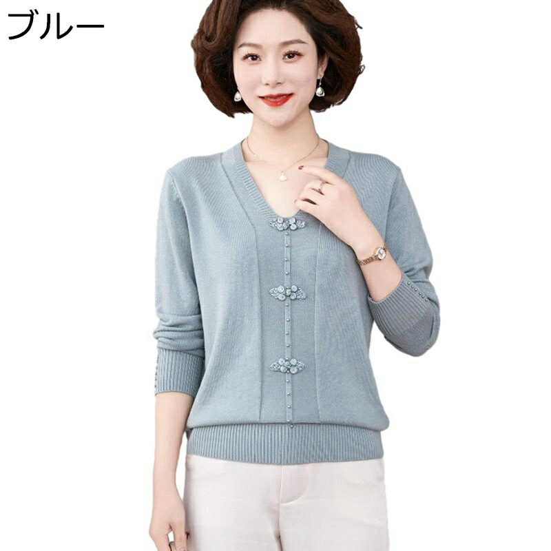 tシャツ 長袖 vネック カットソー 中高年 レディース vネック 春夏服 シニアファッション プルオーバー ゆったり 大きいサイズ 高齢者 肌に優しい 60－80代 ベーシック 部屋着 婦人用