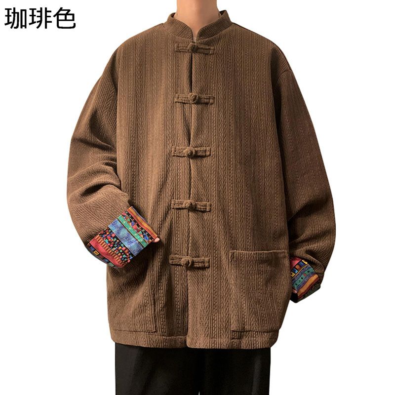 唐装 漢服 メンズ ジャケット 大きいサイズ 無地 カジュアル ゆったり おしゃれ 民族風 ファッション アウター トップス チャイナボタン 冬服 デイリー トラベル 普段着 青年
