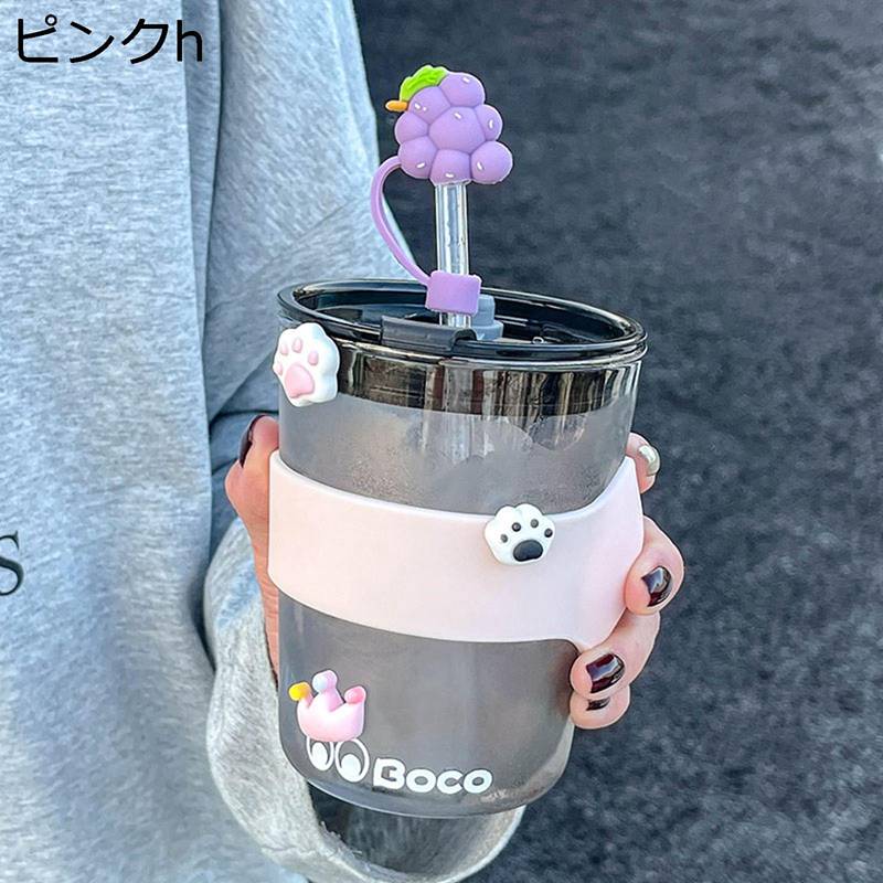 ストローボトル 400ml ウォーターボトル ボトル 耐熱ガラス 水筒 広口タイプ 無鉛 夏用 高い密封性 洗いやすい 軽い 耐熱耐冷ボトル ユニセックス ミルク 会社用 普段 ギフトお祝い ピンク イエロー