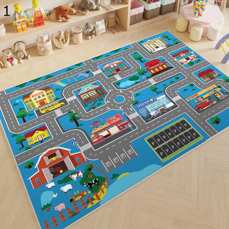 プレイマット ラグマット 子ども部屋 ベビー 新生活 キッズカーペット 道路柄 ゲーム 遊べる 3d柄 洗える 小学校 幼稚園 保育園 おしゃれ 薄手 滑り止めつき キッズルーム 冷房対策 掃除しやすい
