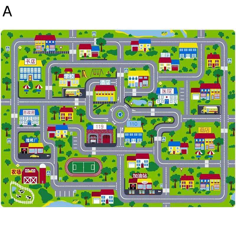 子供用ゲームパッド カーペット 道路ラグ 線路図柄 遊びマット キッズラグ 防ダニ 防音 防臭 吸水 耐摩耗性 踏み心地良い 滑り止め 洗える 誕生日 プレゼント 幼稚園 保育園 プレイマット
