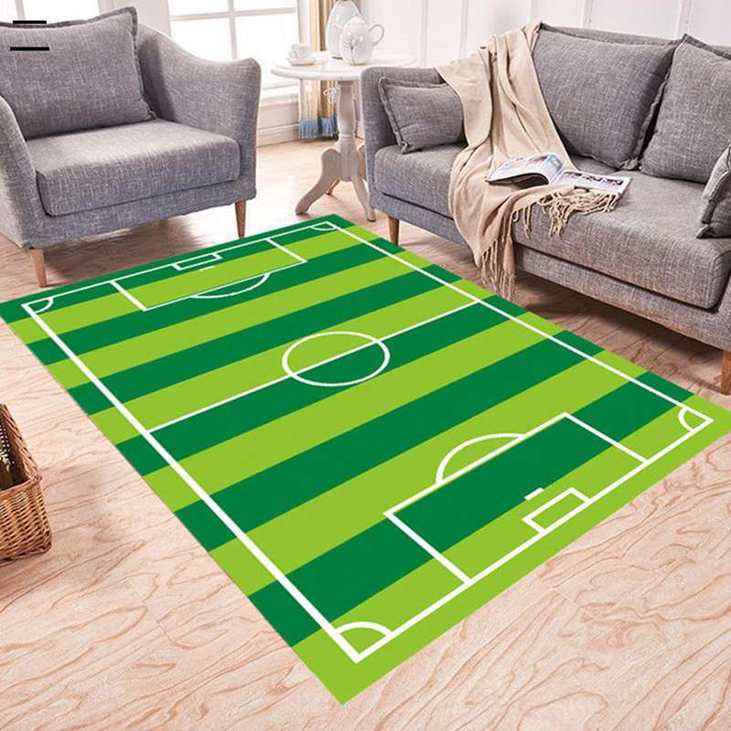 カーペット サッカーラグ 絨毯 子ども ゲームパッド リビング対応 防ダニ 防音 防臭 吸水 耐摩耗性 踏み心地良い 滑り止め ふわふわ肌触り インタリア ベッドルーム フットボールマット 緑色