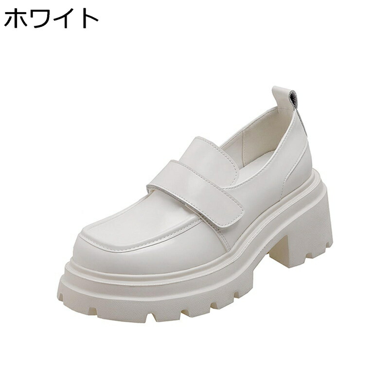 パンプス レディース ハイヒールパンプス マジックテープ 6.5cm太ヒール 身長アップ 厚底 おしゃれ ラウンドトゥ 滑り止め 美脚 細身 メイド靴 jk コスプレ ロリータシューズ