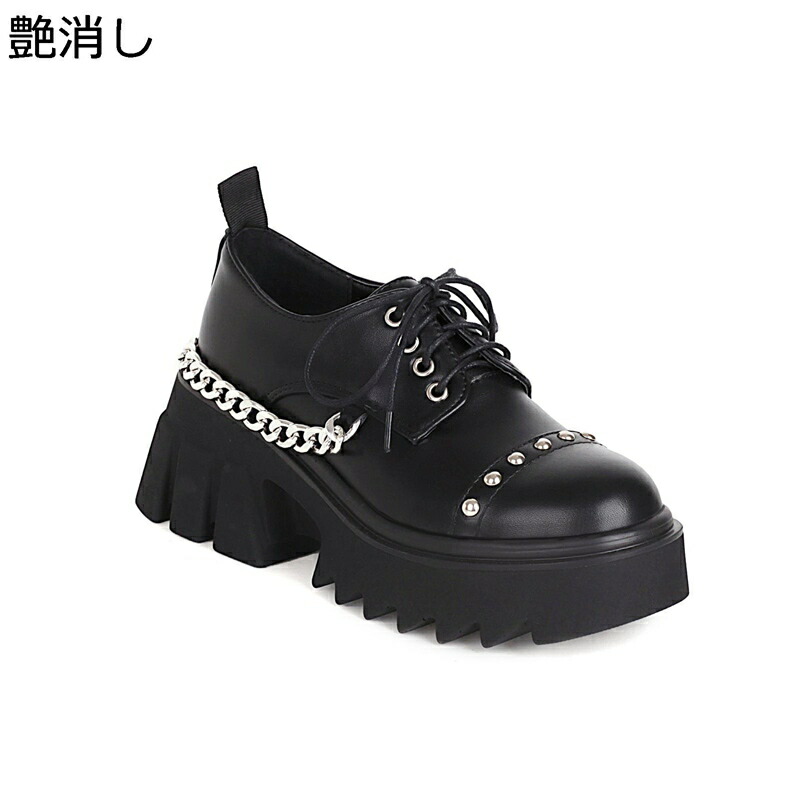 レディース パンプス レースアップシューズ 厚底靴 リベット チェイン エナメル 艶消し 春 夏 秋 スリッポン 大きいサイズ ファッション 定番 潮流 歩きやすい 痛くない 履きやすい 疲れにくい 軽量 女性