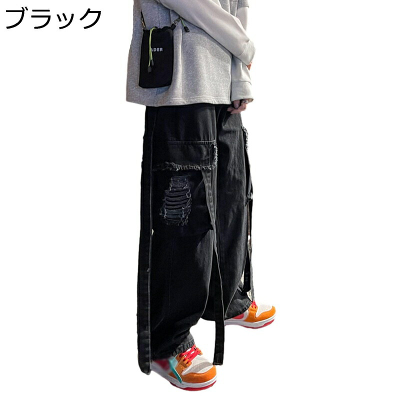 デニムパンツ ジーンズパンツ メンズ ダメージ加工 マルチポケット ワーク ワイドデニム 長ズボン 大人 ストリート系 原宿 カッコイイ ベーシック 厚い 春夏秋 ビター系 アメカジ 大きめ 男性