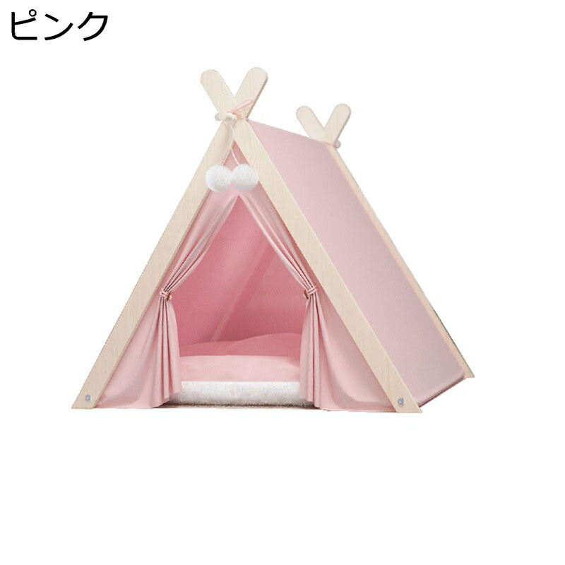 ペットテント クッション付き 布 木製 ペットベッド 滑りにくい裏生地 両用 お手入れ簡単 耐え噛み防水 汚れにくい防水 汚れにくい 通気性 通年 キャットハウス 子型犬 かわいい 肌触りよい ふわふわ ペットハウス