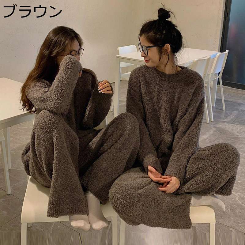 フランネルパジャマ 綿ネル ティーシャツ 上下書き割り レディース メンズ 編み物 無地 分かりやすい お座敷着 お座敷御召しもの もこもこ 保温 お一揃い パステル色の ゆったり 吸汗速乾 愛想のいい 家着 寝巻き 春 秋 冬