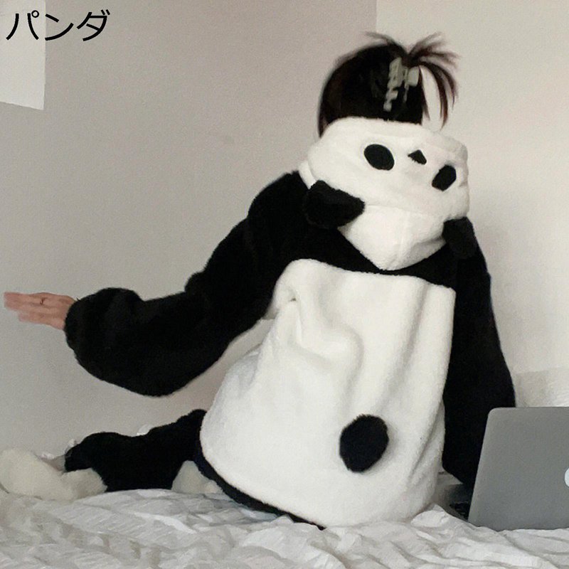 ネルパジャマ パンダ フランネル 上下セット レディース メンズ 可愛い 大きい ポケット 部屋着 ルームウェア もこもこ 保温 お揃い 柔らかい 男女通用 カップル 恋人 優しい 家着 寝間着 春 秋 冬