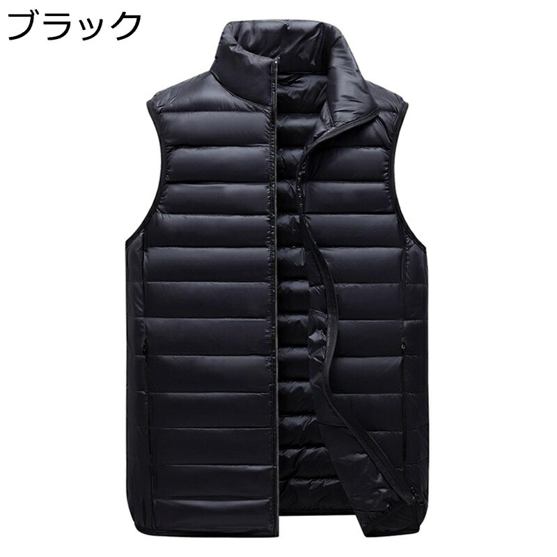 コットン入れ 中綿ベスト 冬用 あったか 防寒ベスト メンズ ノースリーブジャケット ハイネック 無地 ベーシック チョッキ 軽量 厚い カジュアル 父へ 爺さん ギフト ワイド 大きいサイズ