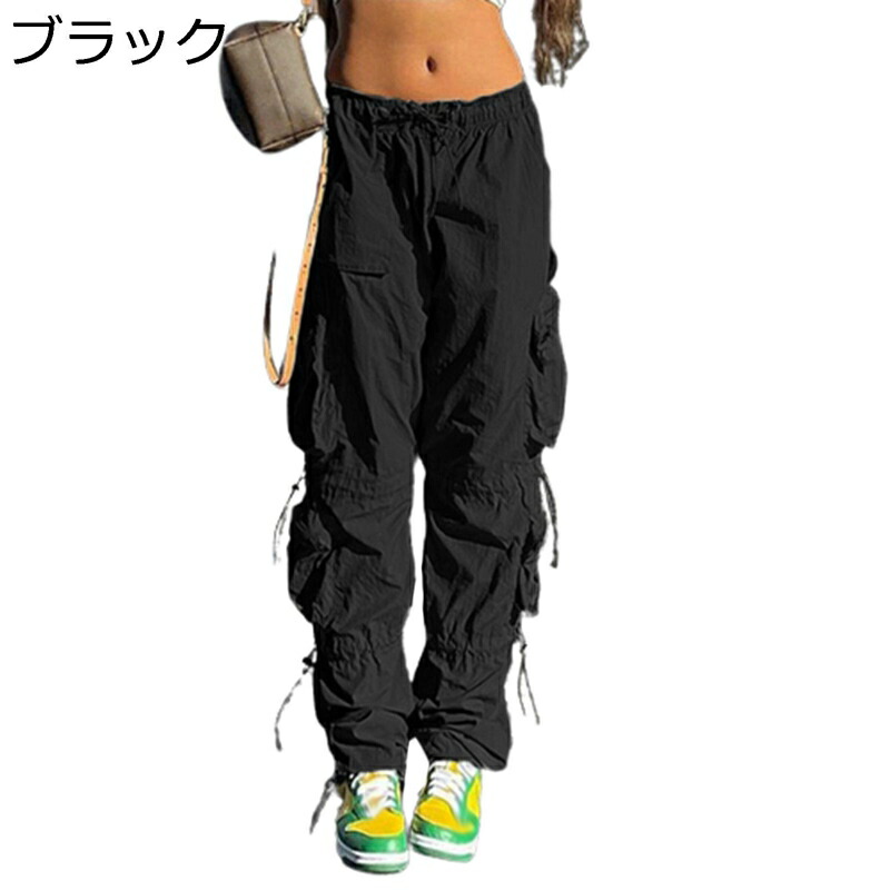 カーゴパンツ レディース 作業パンツ マルチポケット ロングパンツ 男女兼用 ゆったり ルーズワイド 綿麻 ゴム紐 袴パンツ ボトムス かっこいい お洒落 カジュアル スポーツ 旅行 パンクストリート 裾
