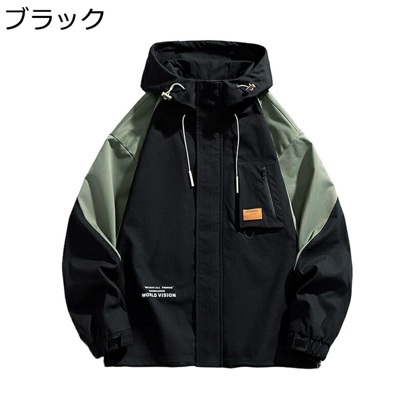 大きいサイズ カーゴジャケット メンズ カジュアルジャケット フード付き 防寒保温 アウター 長袖 シンプル 切り替え 軽量 大人 おおきいサイズ ファッション アウトドア カジュアル 通勤 通学 秋冬
