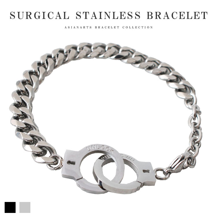 楽天市場】アクセサリー ステンレス 手錠ブレスレット / シルバー