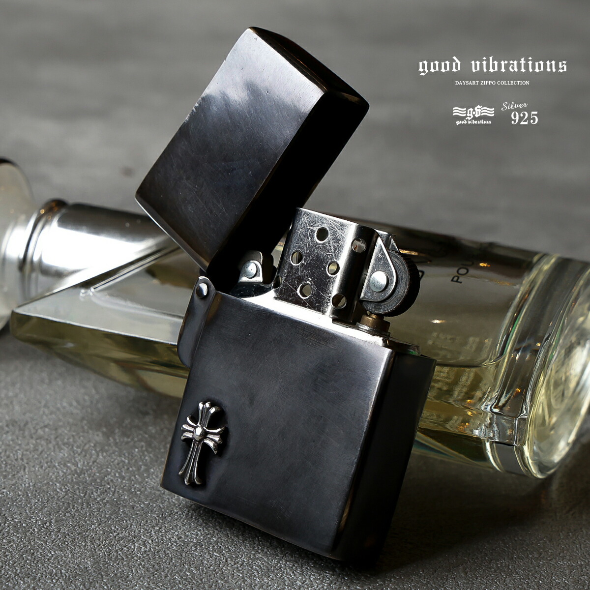 good vibrations グッドバイブレーション Zippo ジッポライター クロス 十字架 シルバー925 真鍮 ブラス いぶし加工 メンズ レディース 正規品 ギフト 送料無料