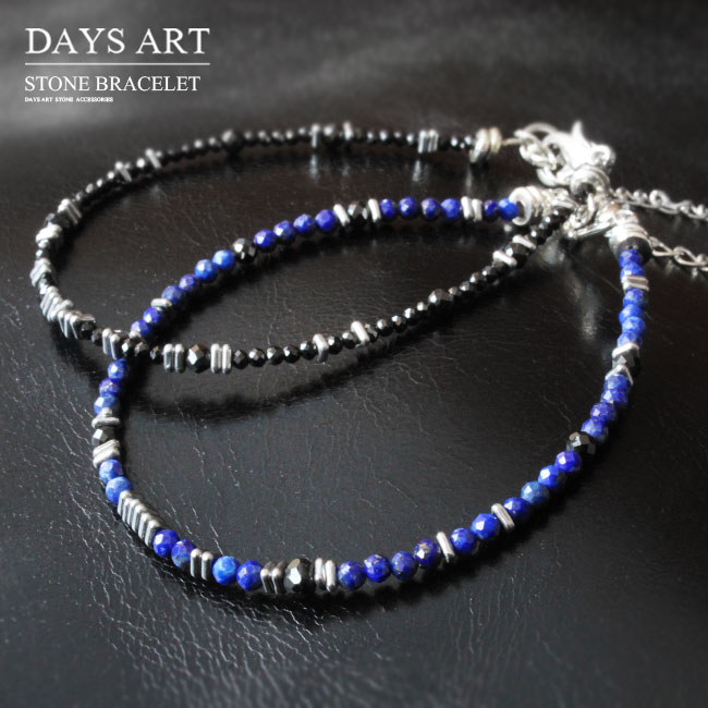 楽天市場】ブレスレット メンズ ブラックスピネル ラピスラズリ 極細