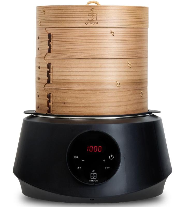 Ocrasi せいろ 蒸し器 電気 21cm 便利なタッチパネル 6段階火力調節 低温蒸し調理 簡単手間なくせいろ蒸し生活 O'MUSU オムス|ニコラショップ店