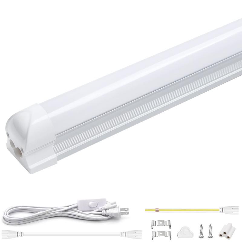 1500LM 超高輝度 9.5w超節電 器具一体型 LED蛍光灯 T8直管 20w形 60cm スリム 連結照明器具 100V/200V対応 AC85-265V直感型 間接照明 太陽の明るさに最も近い自然な光の色 病院 学校 工場 配線工事不要|ニコラショップ店