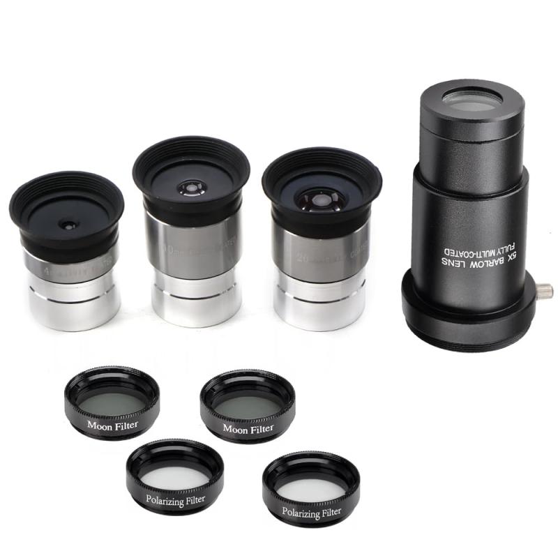 ANQILAFU 1.25インチ アイピース・フルセット|4mm/10mm/20mm・5倍バローレンズ・月面フィルター×2・偏光フィルター×2|マルチコート光学系で鮮明・高コントラスト