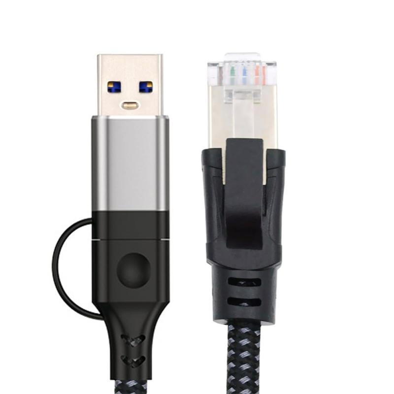 xiwai USB Type-C ケーブル RJ45 USB-C & Type-A から Ethernet オスコード 直接接続 1000Mbps ギガビット LAN ネットワーク Thunderbolt3 対応|ニコラショップ店