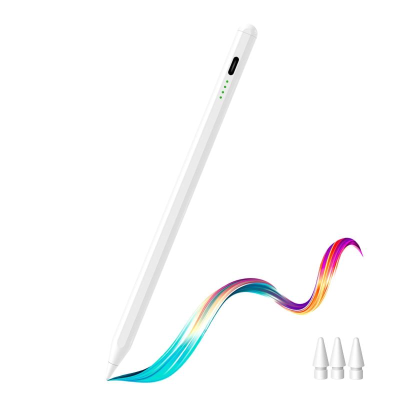 htrahy タッチペン iPad ペン アップルペンシル 2018年～2025年 iPad対応 スタイラスペン Type-C急速充電 残量表示 タブレットタッチペン 傾き感知/磁気吸着/誤作動防止機能対応 超高感度 極細 軽量