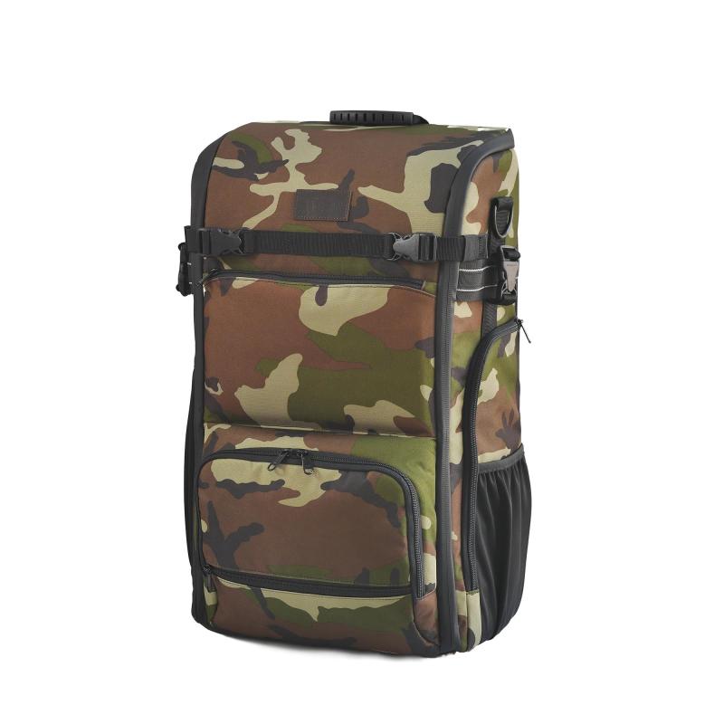 KANI カメラバッグ L-600 レンズマスター グリーンカモフラージュ 容量32L 超望遠レンズ対応 大口径レンズ2本収納可能 腰部クッションパッド付 ショルダーベルト長さ調節可能 ポリエステル製