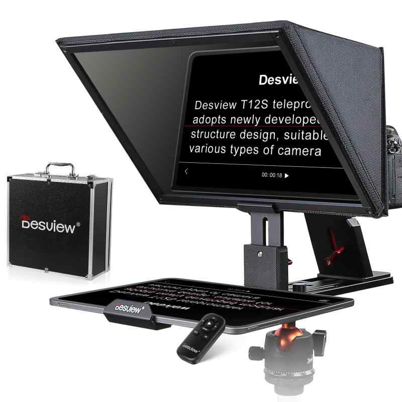 【プロンプター ipad 】Desview T12S テレプロンプター 13インチ HDディスプレイ アルミニウム合金製 メタルポータブル テレプロンプター リモコン付き iPad/iphone/Android/デジタル一眼レフ/カメラ適