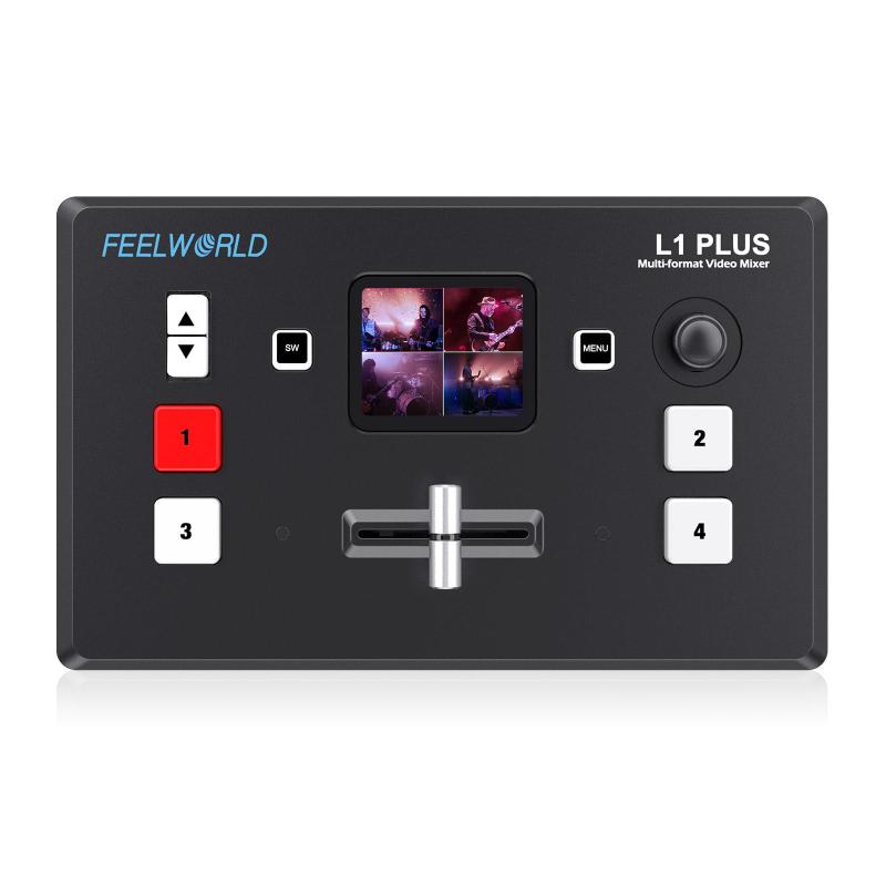 FEELWORLD L1 PLUS マルチカメラビデオスイッチャー 4xHDMI2.0入力 PTZコントロール クロマキーキーイング USB3.0 ストリーミングメディアライブ