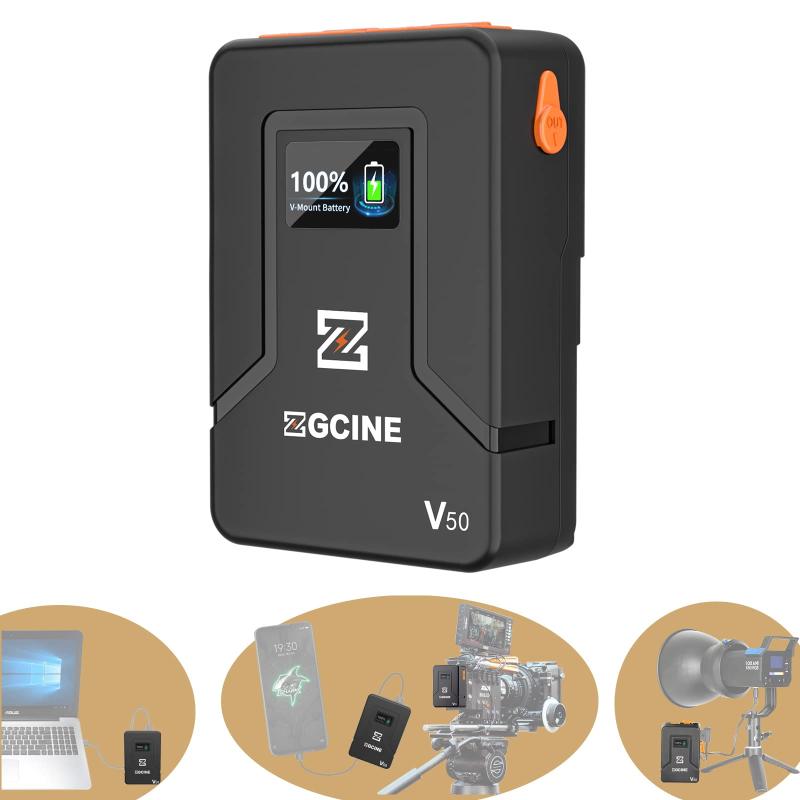 ZGCINE Vマウントバッテリー USB Type-Cで充電 機内持ち込み可能 50 Wh (3400mAh / 14.8V) 大容量 カメラバッテリー PD USB-C 65W充電器をサポートし、D-TAP BP USB-C USB-A出力付き、ビデ|ニコラショップ店