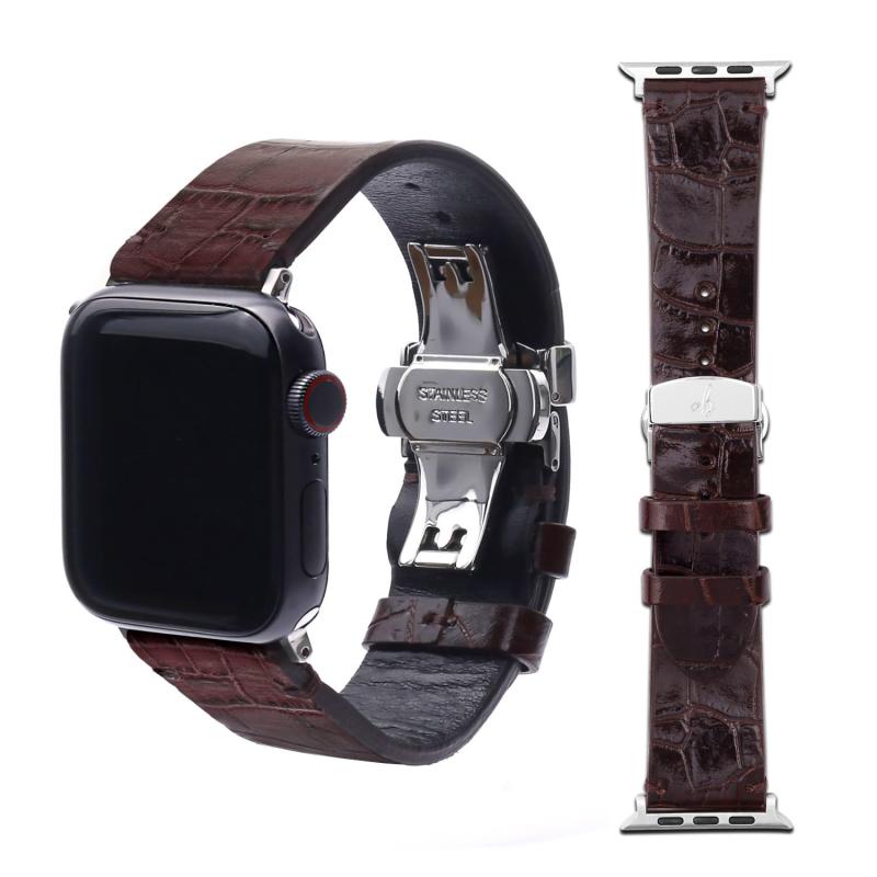 [アビーシグネチャー] Apple Watch用レザーバンド 41/40/38mm用 LIPARI イタリアンレザーバンド ダークブラウン ABS26146AW