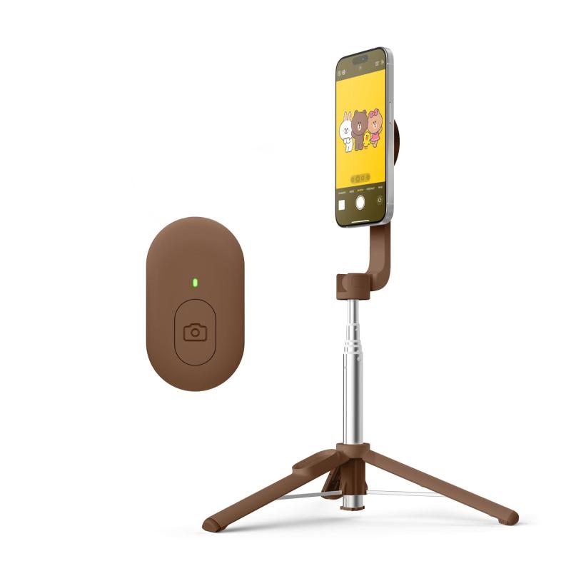 【elago】 MAGNETIC SELFIE STICK B&amp;F BROWN REMOTE for SMART PHONE｜ニコラショップ店