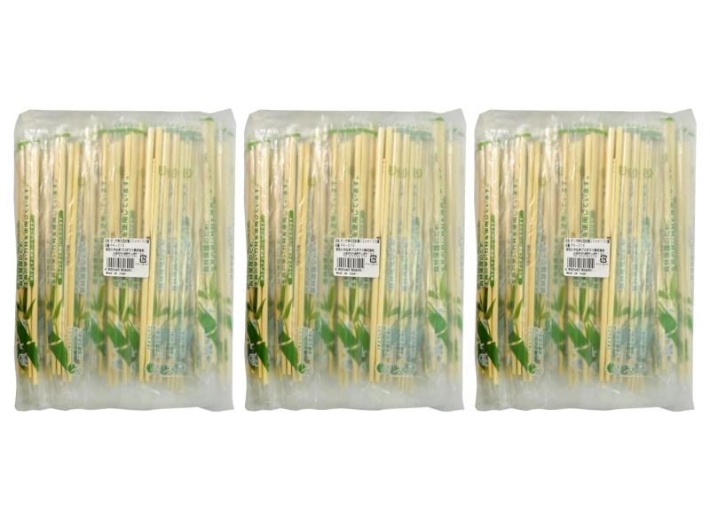 竹製箸 ポリ完封 竹角丸(最初から割れているタイプ) 楊枝入り 20cm 100膳 PK-016|ニコラショップ店