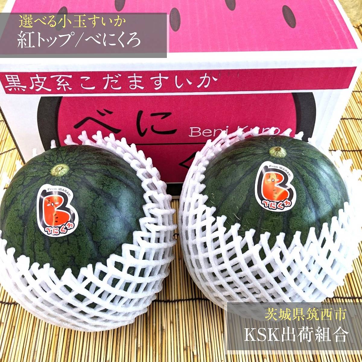 スイカ 小玉スイカ 【KSK出荷組合】 紅トップ べにくろ 2L 好きな2個 4～5kg 食べ比べ 贈答用 茨城県筑西市 すいか 小玉 母の日 父の日 《5/6～5/中旬より出荷》