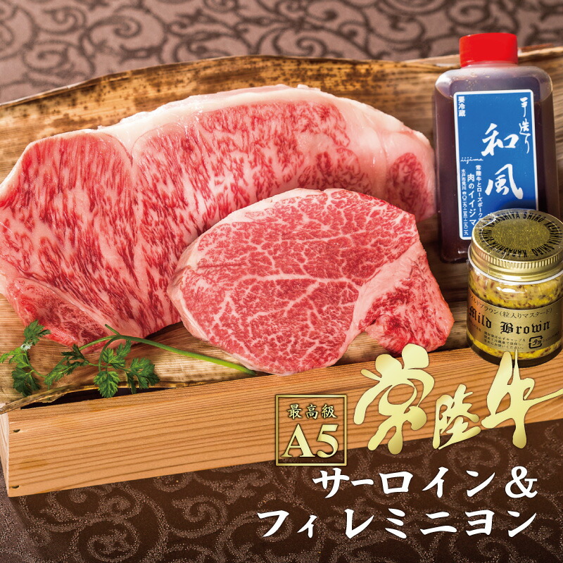 お中元 内祝 お礼 ギフト 常陸牛 高級肉 内祝 各1枚入り A5ランク 出産 サーロイン 和牛 A5 フィレミニヨン