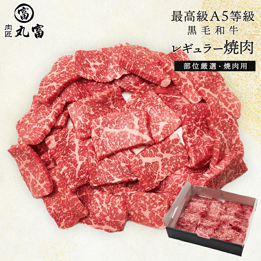 【着後レビューで1000円OFFクーポン配布中】国産 黒毛和牛 A5等級 レギュラー 焼肉 500g 800g 焼肉用 カット バーベキュー BBQ 牛肉 お肉 和牛 A5ランク 霜降り ギフト 誕生日 プレゼント お取り寄せ 贈り物 お祝い 敬老の日 お中元 お歳暮 肉匠丸富 丸富商店 送料無料