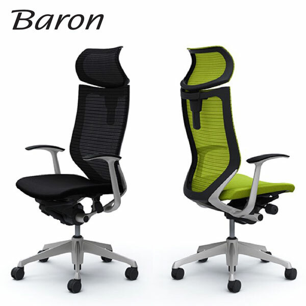 バロン スタンダードメッシュ 座クッション EXハイバック 可動ヘッドレスト 固定肘 ブラック／シルバー CP41DR CP41NR Baron オカムラ okamura｜インテリアショップ　NIMUS 110,220円